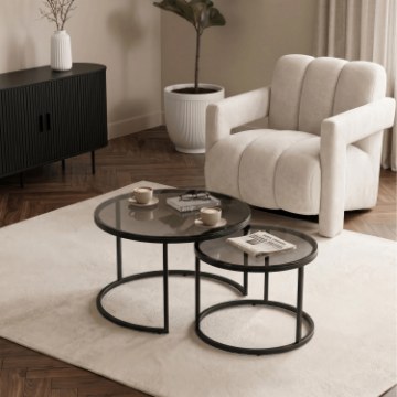 Mebel Elite Набір журнальних столиків Carrera, сірий/чорний, ME.CARRERA/P/CZ/SZKL/L - Home Club