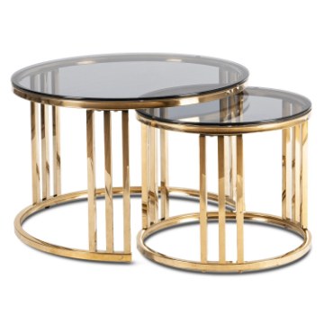 Mebel Elite Набор журнальных столиков Triton, серый/золотой, ME.TRITON/P/ZL/SZKL/L - Home Club