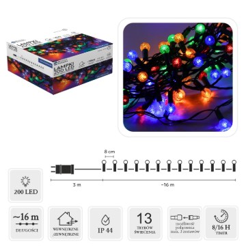 Chomik Светодиодные лампы Cherry Ball 200L Многоцветные, Длина 3 + 16 М, LED9980 - Home Club