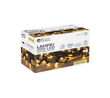 Chomik Світлодіодні кульки 200 л, теплий білий, довжина 3 + 16 м, LED0146 - Home Club