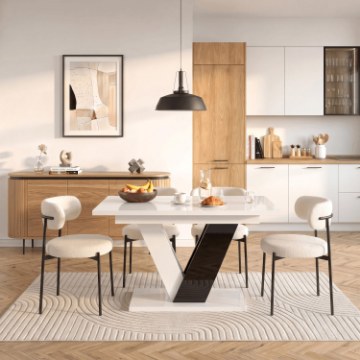 Mebel Elite Стол Clark, раскладной, 120–160 см, белый/чёрный глянцевый, PM.DUBAJ/B/PL/CZ/S - Home Club