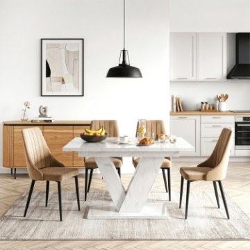 Mebel Elite Стол Clark, раскладной, 120–160 см, белый мрамор, PM.DUBAJ/BM/S - Home Club
