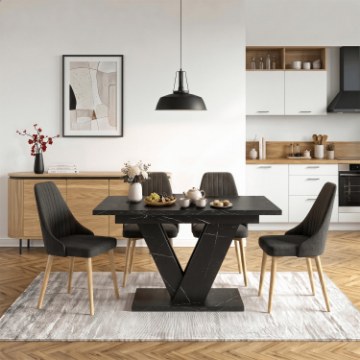 Mebel Elite Стол Clark, раскладной, 120–160 см, черный мрамор, PM.DUBAJ/CZM/S - Home Club