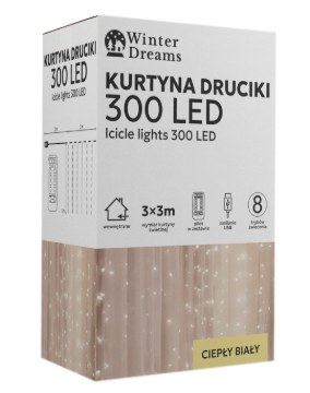 Chomik Световая Завеса Druciki 300L Теплый Белый, 3 x 3 М, Usb, С Пультом Дистанционного Управления, LED9997 - Home Club
