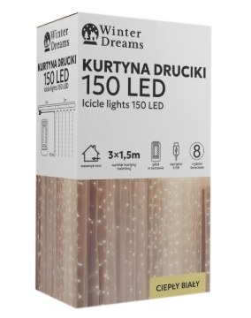 Chomik Световая Завеса Druciki 150L Теплый Белый, 3 x 1,5 М, Usb, С Пультом Дистанционного Управления, LED8479 - Home Club