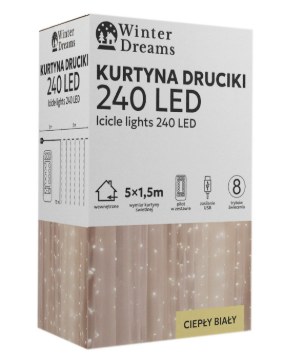 Chomik Световая Завеса Druciki 240L Теплый Белый, 5 x 1,5 М, Usb, С Пультом Дистанционного Управления, LED8462 - Home Club