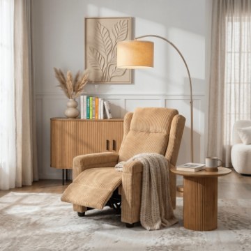 Mebel Elite Розкладне крісло Spencer, коричневе, з вельветової тканини, ME.SPENCER/BR/SZTR/FW - Home Club