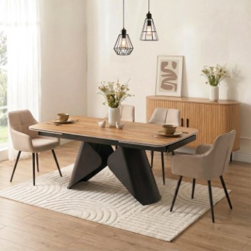 Mebel Elite Стол Verona, керамический, раскладной, 160–240 см, дуб/чёрный, ME.VERONA/D/CZ/CER/S160-220 - Home Club