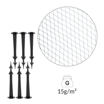Garden Line Защитная Сетка От Птиц 12x25 м (15 г/м²) + 6 Пластиковых Крепежных Штифтов, JAW9868 - Home Club