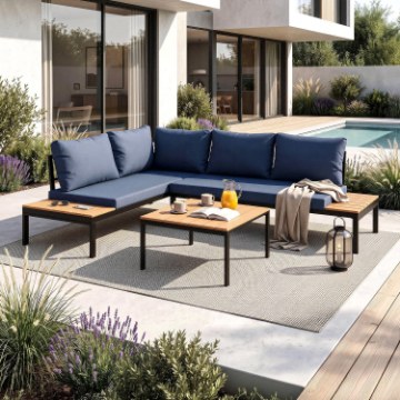 Mebel Elite Набор садовой мебели Norman, темно-синий/чёрный, ME.NORMAN/GR/NAR/OGR/ZES - Home Club