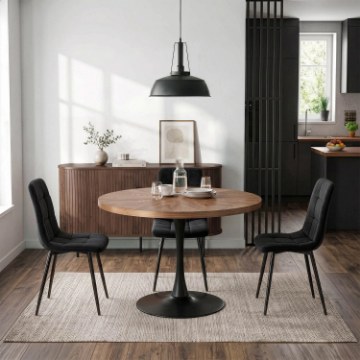 Mebel Elite Стол Lino 100 см, орех/чёрный, ME.LINO/O/S - Home Club