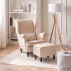 Mebel Elite Кресло для отдыха Evan 2 с подставкой для ног, бежевое, велюровое, ME.EVAN2/BZ/CZ/V/FWPD - Home Club, изображение 2
