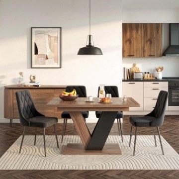 Mebel Elite Стол Clark, раскладной, 120–160 см, орех/чёрный, PM.DUBAJ/O/CZ/S - Home Club