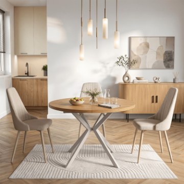 Mebel Elite Стол Lugo, раскладной, 90–190 см, дуб/кашмир, ME.LUGO/D/KASZ/S - Home Club