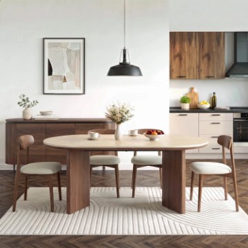 Mebel Elite Стол Darius, овальный, 200 см, травертин/орех, ME.DARIUS/TRAW/O/CER/S - Home Club
