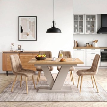 Mebel Elite Стол Clark, раскладной, 120–160 см, дуб «Artisan»/«Кашмир», PM.DUBAJ/A/KASZ/S - Home Club