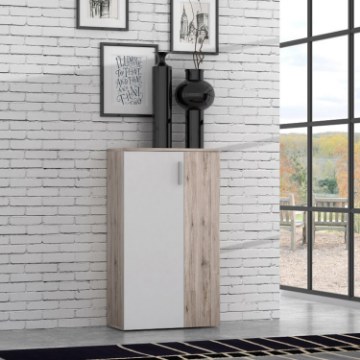 Forte Шкафчик для обуви 70 см Net106, цвет «Песчаный дуб»/белый, BTS321-P79F - Home Club
