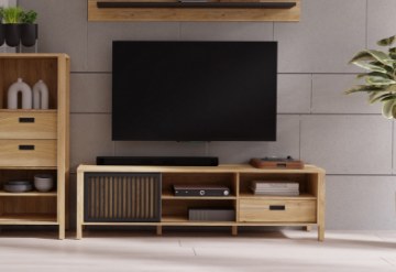 Forte Тв-тумба 180 см Jytana, дуб Mauvella/чёрный, JTNT133L-M635 - Home Club