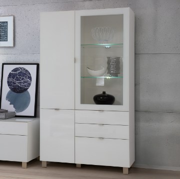 Forte Витрина 110 см Poole, белый / стекло белого цвета Optiwhite, ENJV721-C605 - Home Club