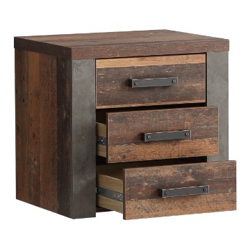 Forte Приліжкова тумба 60 см із шухлядами Nelleke Old – Wood Vintage/Бетон, NLKK012-C546 - Home Club