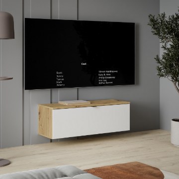 Forte Настенный шкаф для телевизора 100 см Libertad, дуб Artisan/белый, LBTT111-M956 - Home Club