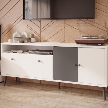 Forte Шкафчик 160 см Harllson, белый/Uni, серый «Вольфрам», HLTT231REC-M806 - Home Club