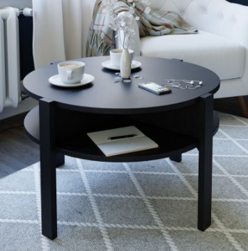 Forte Круглый журнальный столик 75x75 см Tobago, черный, CFTT5024-Z13M - Home Club