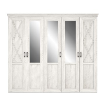 Forte Большой шкаф с зеркалом, 255 см, Kashmir, белая сосна, KSMS955S3-D43 - Home Club