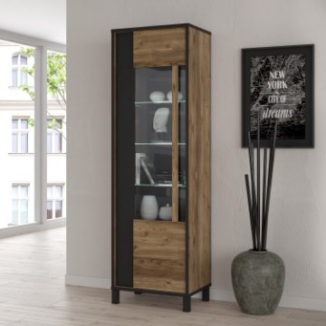 Forte Узкая витрина 60 см Hayato, черный/альпийская ель, HYTV711L-M215 - Home Club