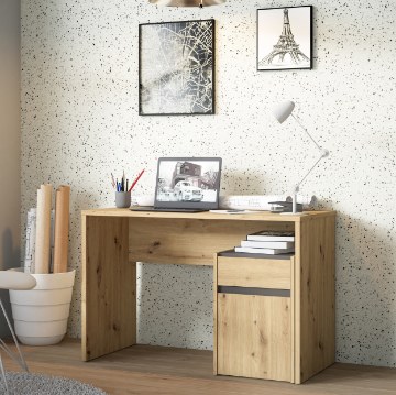 Forte Письменный стол 110x55 см с ящиком и тумбой Modultrick, дуб Artisan/графит, MDUB111-C827 - Home Club