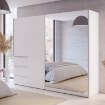 Forte Розсувна шафа з дзеркалом і шухлядами, 250 см, Winn 2, біла, W2QS52332-120 - Home Club