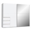 Forte Розсувна шафа з дзеркалом і шухлядами, 250 см, Winn 2, біла, W2QS52332-120 - Home Club, зображення 4