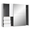 Forte Розсувна шафа з дзеркалом і шухлядами, 250 см, Winn 2, біла, W2QS52332-120 - Home Club, зображення 5