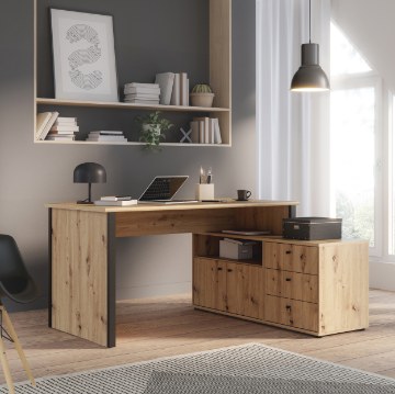 Forte Письменный стол 120 см Archbox, дуб Artisan/чёрный, T2KB231L-M625 - Home Club