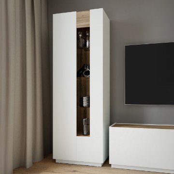 Forte Узкая витрина шириной 60 см Lewisville Secret Grey/Дуб Валенсия, LWSV711-M829 - Home Club