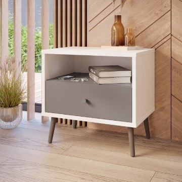 Forte Шафка 60 см Harllson, білий/Uni Wolfram, сірий, HLTK111EC-M806 - Home Club