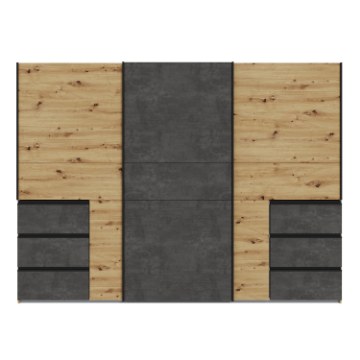 Forte Шкаф-купе 270 см с ящиками Winn 2, дуб Artisan/бетон, W2QS13331-C752 - Home Club