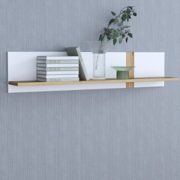 Forte Настенная полка 140 см Tuluza, белый глянцевый/дуб Artisan, TUZB01-C844 - Home Club