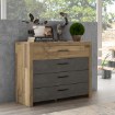 Forte Комода 111 см Ricciano «Бетон» темно-сірий/дуб з дошками, RCQK213-C692 - Home Club