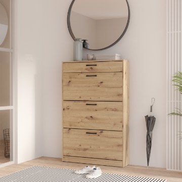 Forte Шкафчик для обуви 85x20 см с выдвижным ящиком Niko, дуб Artisan, NIKD321-D78 - Home Club