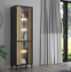 Forte Узкая витрина с ламелями шириной 60 см Joakimis, дуб Mauvella/черный, JMXV721-M637 - Home Club