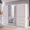 Forte Розсувна шафа з дзеркалом і шухлядами, 270 см, Winn 2, біла, W2QS13332-120 - Home Club