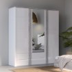 Forte Шкаф с зеркалом высотой 200 см и ящиками Buganvilla, белый/Loftwood/белый глянцевый, BGVS937-M783 - Home Club