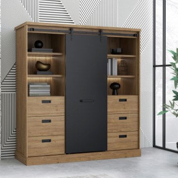 Forte Стеллаж 150 см Kaszimiro, дуб «Уотерфорд»/чёрный, KZMR631B-M328 - Home Club