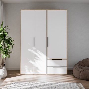 Forte Шкаф 145 см Orkney, дуб «Маувелла» / белый глянцевый, OKYS831-Q344 - Home Club