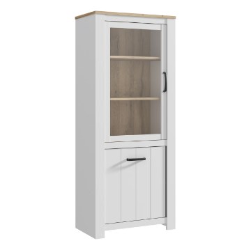 Forte Узкая витрина шириной 80 см Elara, белый/дуб Bianco, ERXV711L-C586 - Home Club
