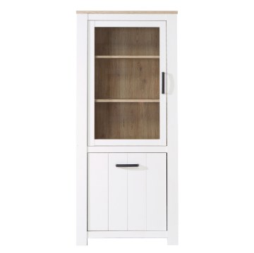 Forte Узкая витрина шириной 80 см Elara, белый/дуб Bianco, ERXV711L-C586 - Home Club