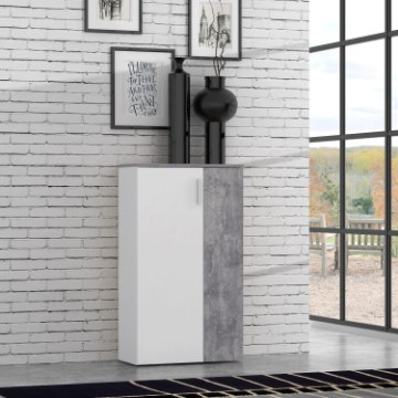 Forte Шкафчик для обуви 70 см Net106, белый/бетонный, BTS321-C296A - Home Club