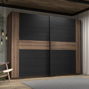 Forte Шкаф-купе 270 см Bellevue «Благородный дуб»/«Черный дуб», BLQS128E1-N09 - Home Club