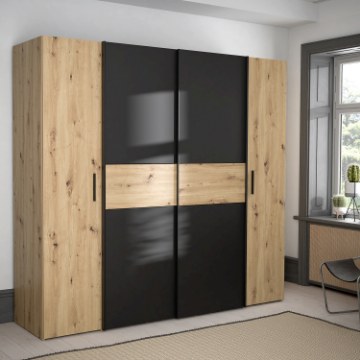 Forte Шкаф 200 см Narago, дуб Artisan/черный, KLTS62322-M108 - Home Club